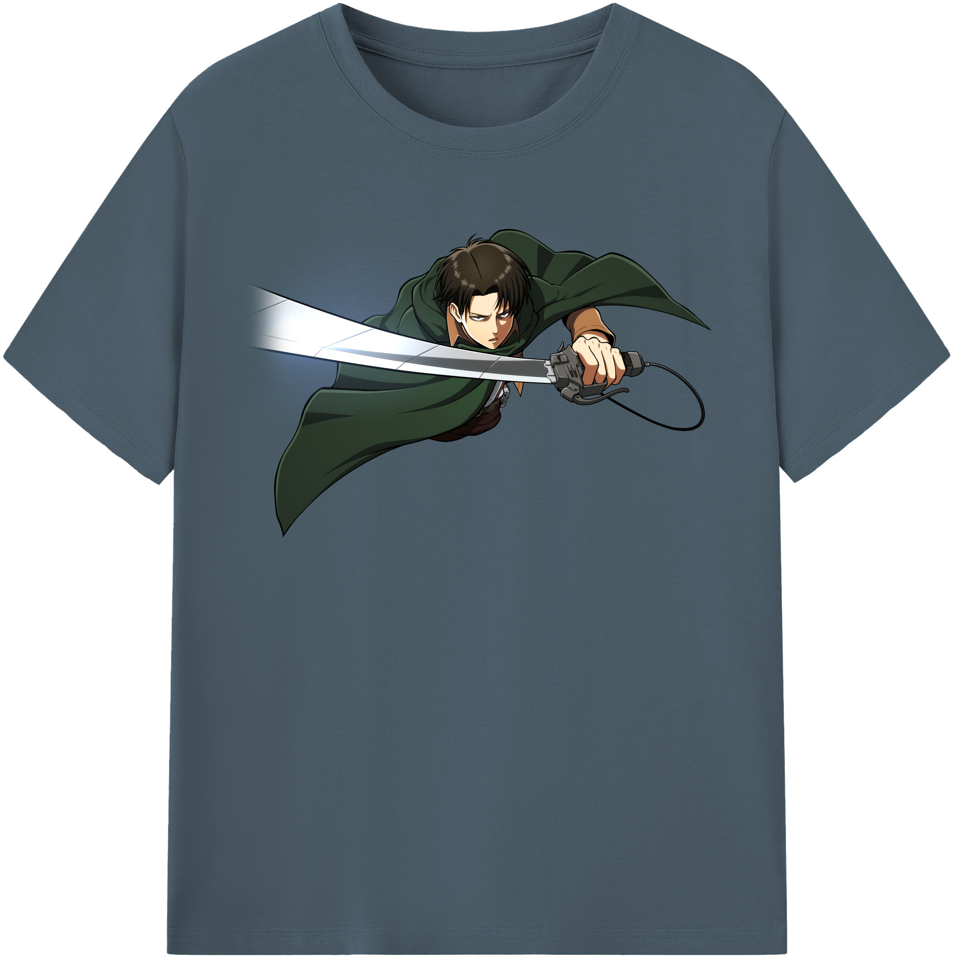 （画像用） 進撃の巨人 リヴァイ·アッカーマン Attack on Titan Levi Ackerman 綿100％半袖Tシャツ（フロントプリント）